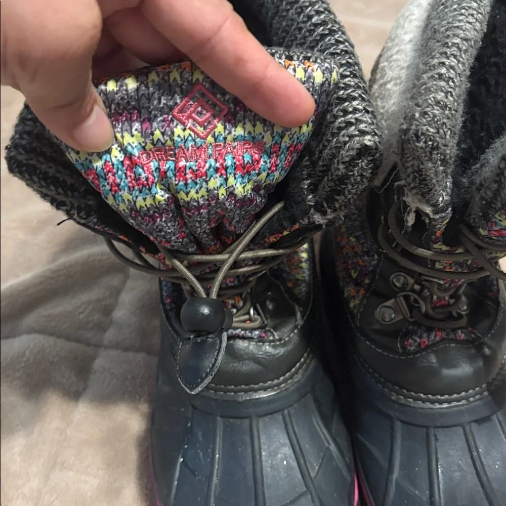 Dream Pairs Kids' Black and Pink Snow Boots